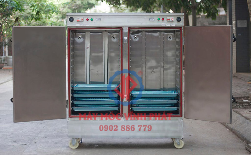 Toàn bộ bên trong khoang nấu của tủ hấp công nghiệp Vĩnh Phát